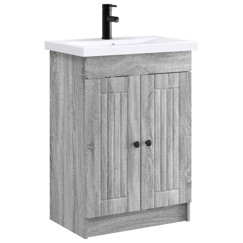 Vanity & Mirror Set, Grey Sonoma