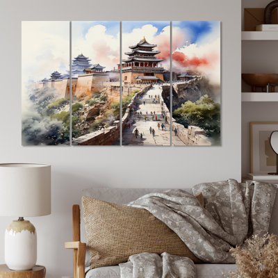 Yarber China Art Forbidden City II - art mural chinois salon - 4 panneaux