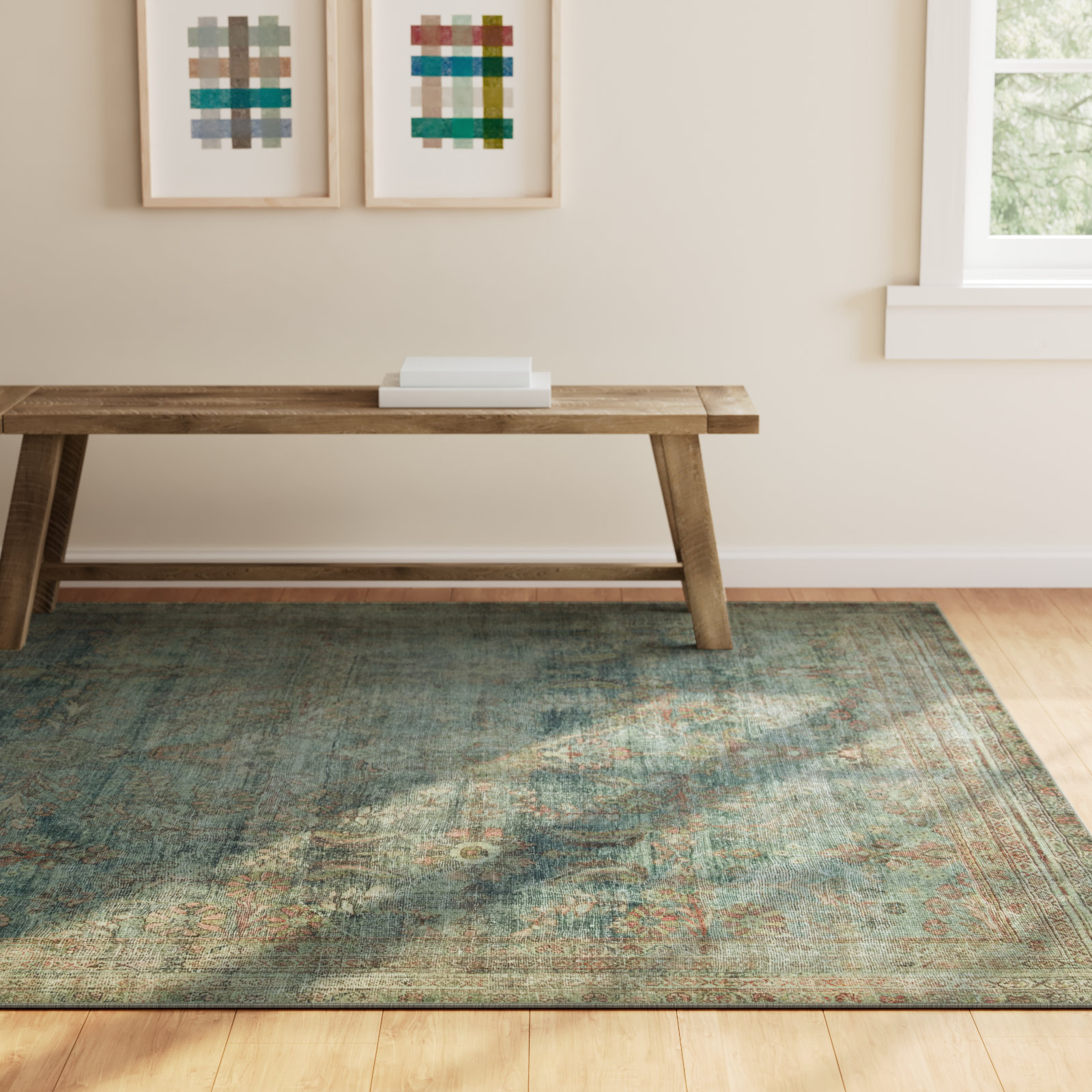 Magnolia Home By Joanna Gaines X Loloi Banks Machine Washable Ocean / Spice Area Rug, Rectangle 7'6" x 9'6"