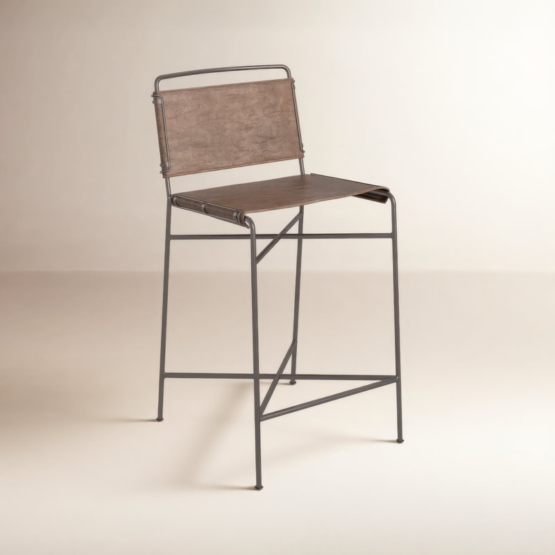 Kenza Counter Stool, Counter Stool (26.5" Seat Height), Brown, Dark Bronze