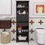 Grande armoire de rangement noire avec 3 tiroirs et tablettes réglables pour salle de bain, bureau, bureau et intérieur, panneau de fibres à densité moyenne avec finition peinte-128183068