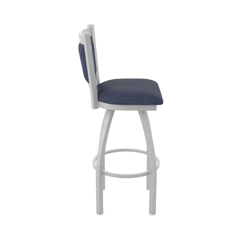 Tabouret pivotant Hadleigh, Tabouret de comptoir (siège d'une hauteur de 25 p, Nickel anodisé, Tissu - ancre graphique