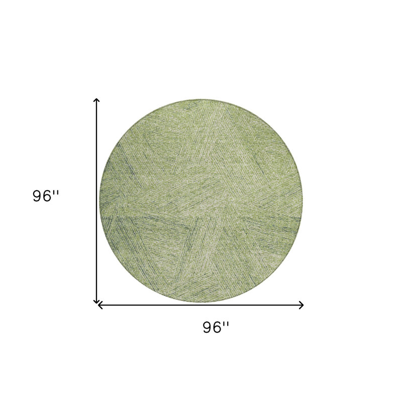 Tapis d'intérieur rond 8 po vert et ivoire rond lavable abstrait artichaut
