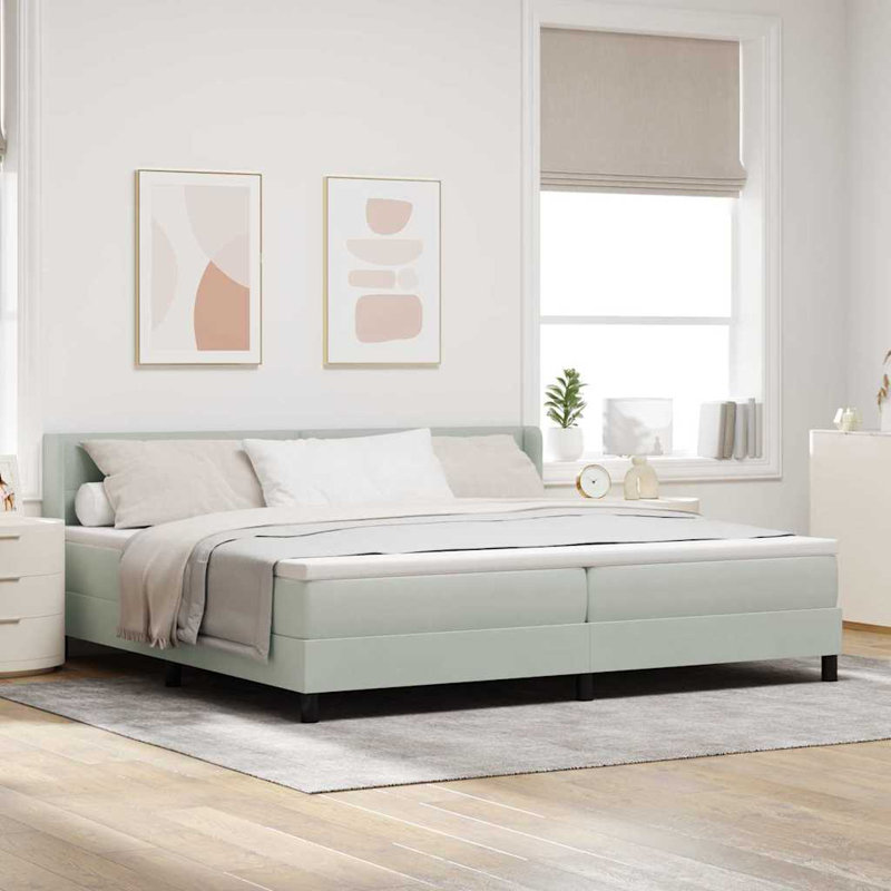 Lit avec sommier tapissier Vidaxl 39,4 x 78,7 po en velours noir, Très grand, Gris clair