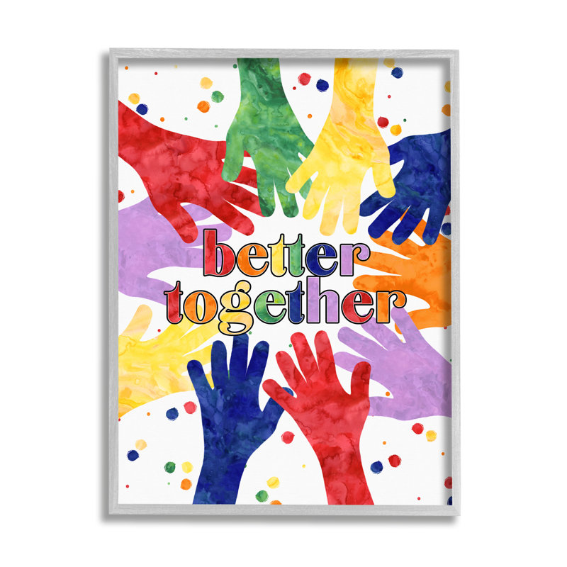 «Better Together», expression artistique pour enfants, H 14 po x l 11 po x P 1,5 po, Estampe numérique Farmhouse