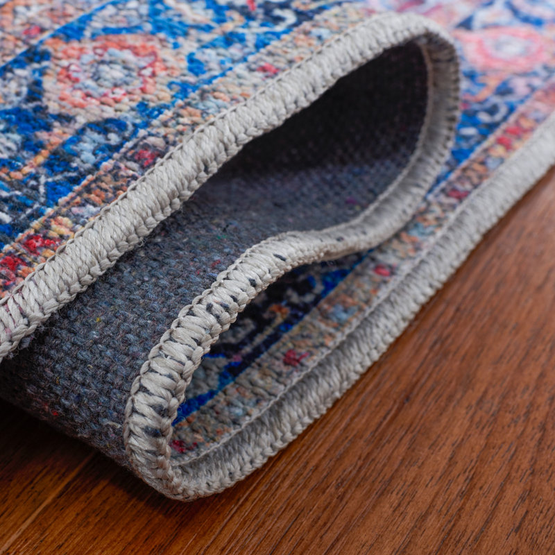 Kingsford Oriental Rust/Navy Area Rug, Runner 2' x 8'