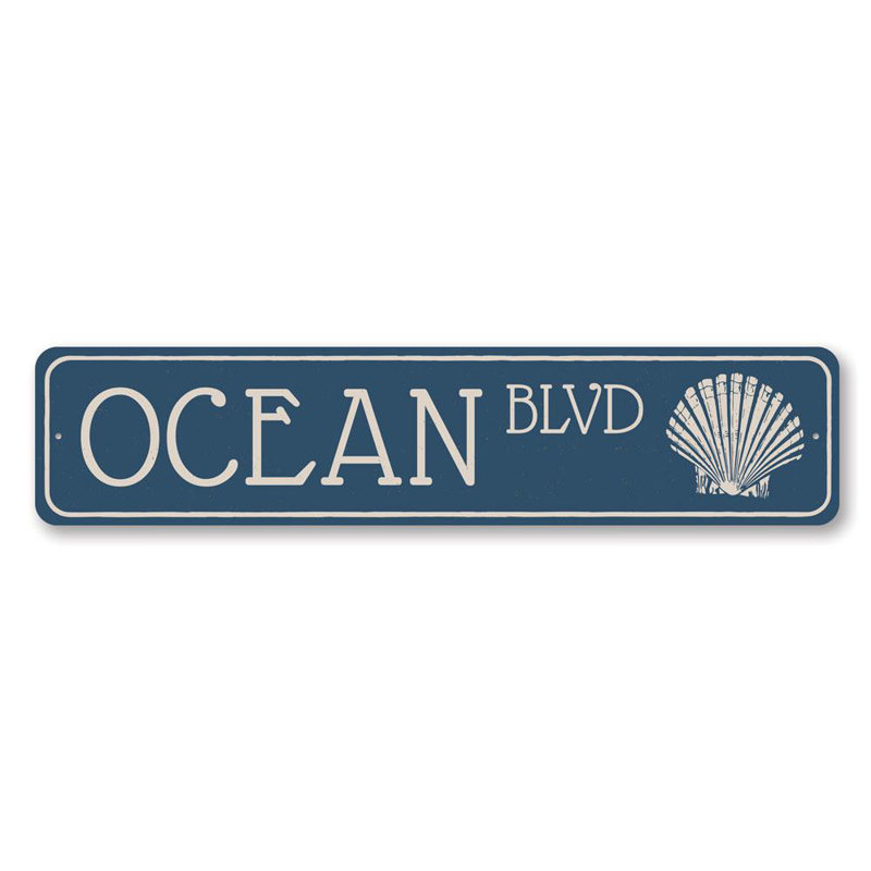 Enseigne en aluminium Ocean Blvd, H 6 po x l 24 po x P 0,063 po