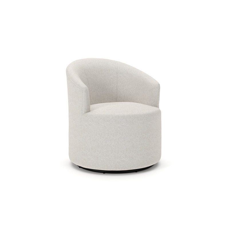 Fauteuil demi-tonneau pivotant rembourré Deryn, Natté gris clair Macarena