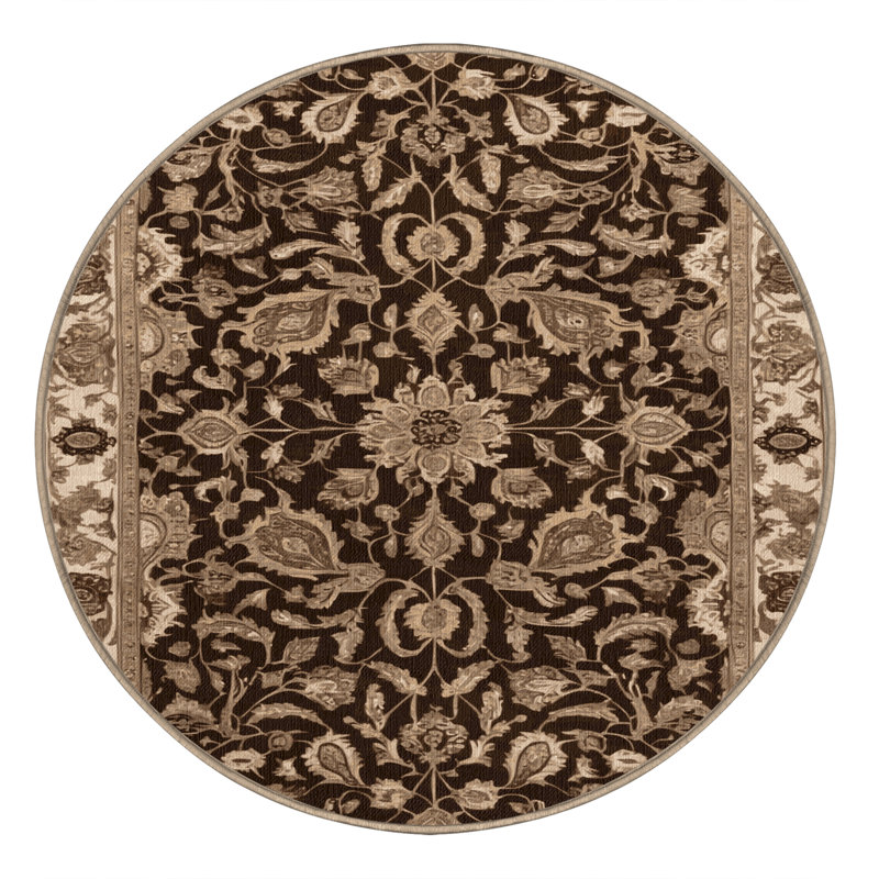 Tapis brun lavable à la machine, Rond 6 pi