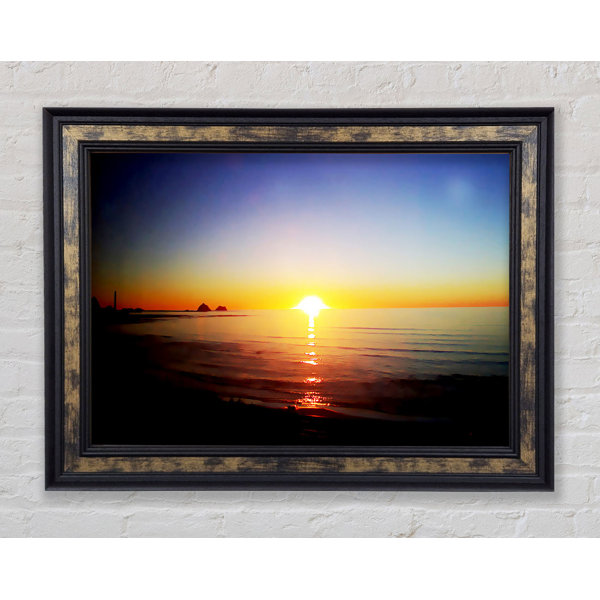 Bright Star Sun Blaze Around the Ocean - Single Picture Frame Art ...