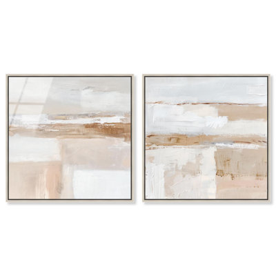 Neutral Luxe Harmony Framed High-Gloss Acrylic Glass Wall Art Abstract Wall Art Set by Art Remedy, Silver Frame, 16 x 16