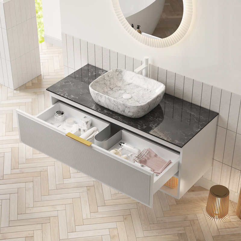 Meuble-lavabo flottant 48 po avec lavabo et armoire de rangement en contreplaqué
