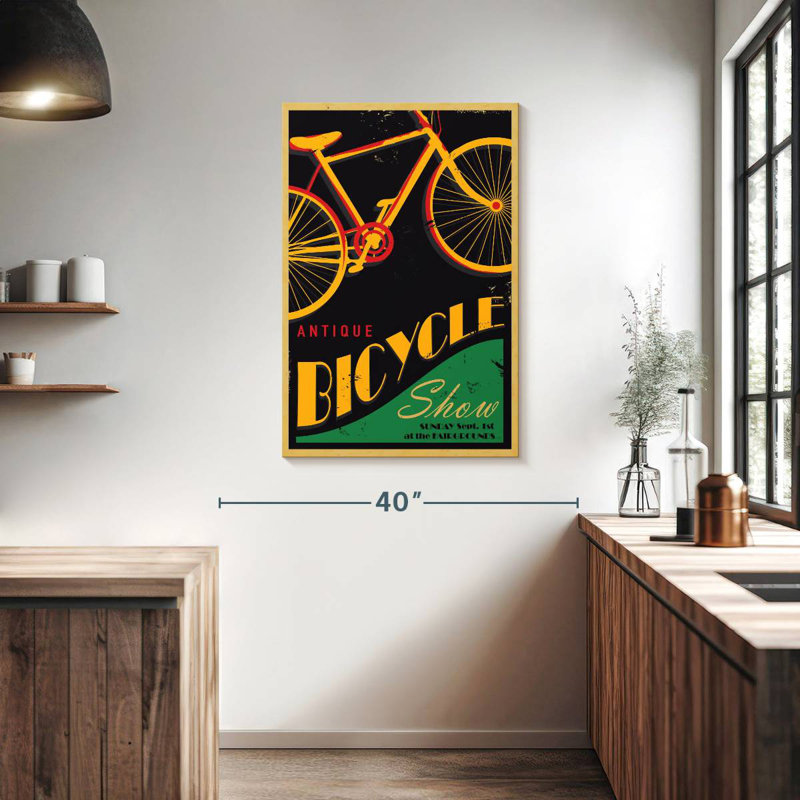 Affiche rétro de bicyclette, H 39 po x l 26 po