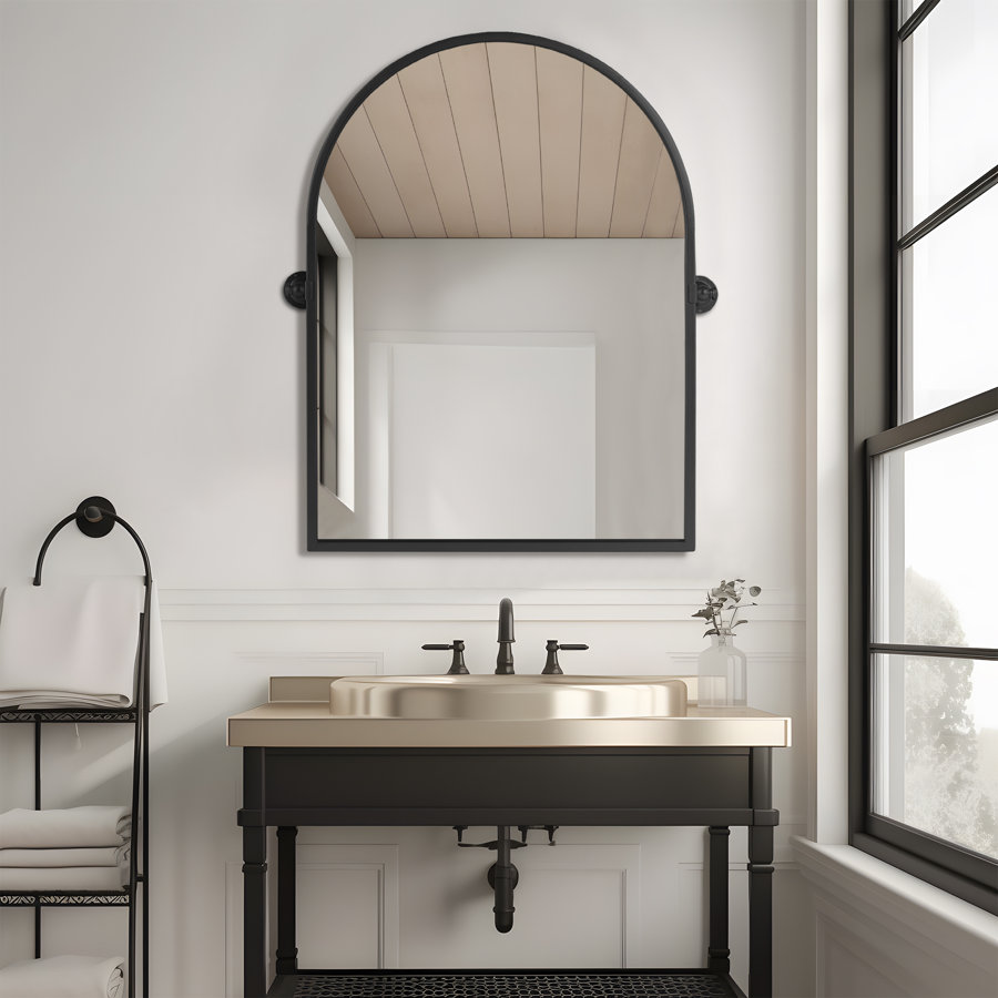 Breve Arch Metal Wall Mirror with Tilted Frame