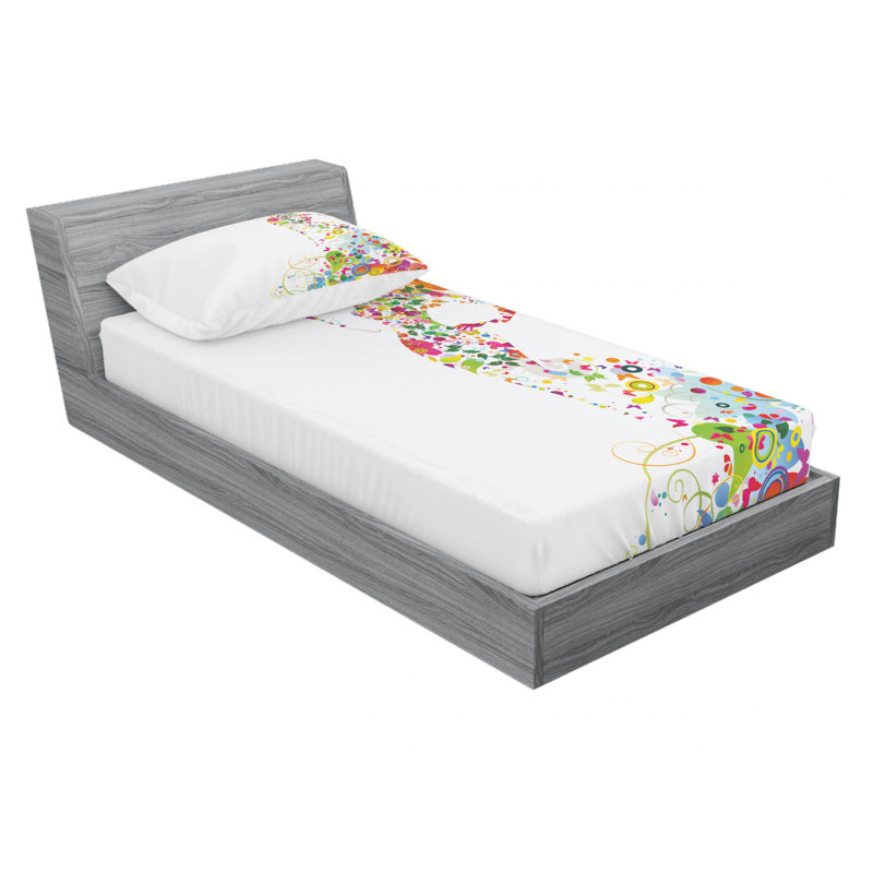 Microfiber Floral Sheet Set, Twin Sheet Set + Fitted Sheet + 1 Pillowcase