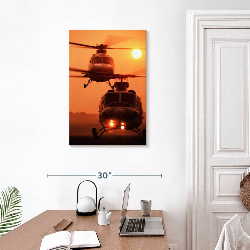 Mehar Helicopter Sunset Landing, 30" H x 20" W