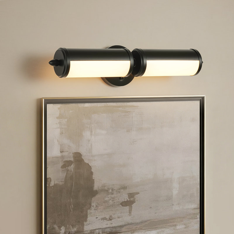 Modern 2-Light Matte Black LED Wall Sconce with Rotatable Acrylic Tube Shades