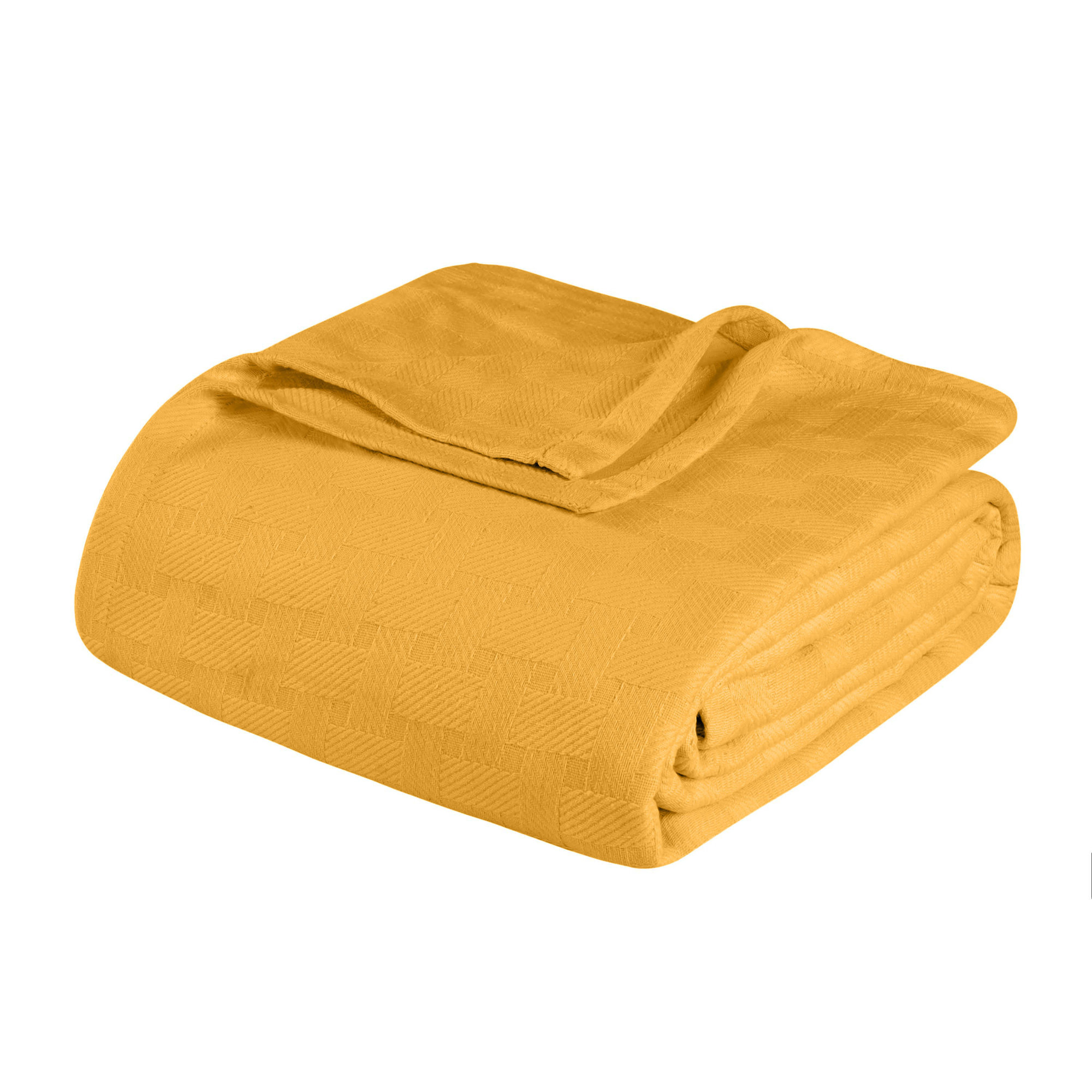 Bertie Cotton Machine Woven Throw Blanket, Yellow, California King
