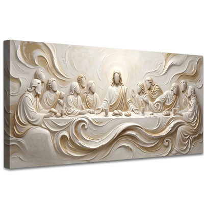 Art mural sur toile Jésus, «The Last Supper Crown of Thorns», feuille d'or, art mural chrétien pour salle de prière, Église, salon, décor de toile biblique religieuse pour décoration intérieure, 16 x 32 po