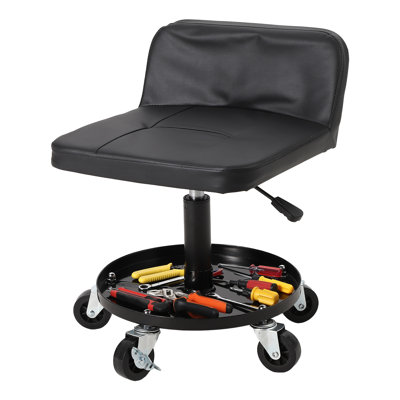 Tabouret roulant réglable - capacité de 300 lb, hauteur de 18 po à 22 po - 7,5 kg avec coussin moelleux