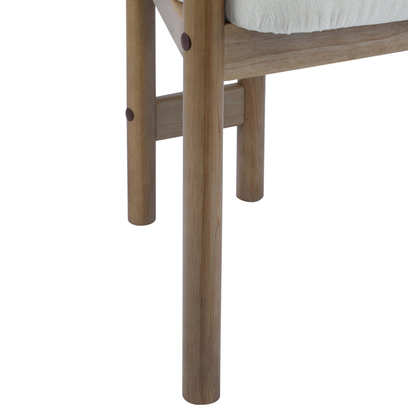 De 2 chaises de salle à manger, siège rembourré blanc, bois d'hévéa stable, revêtement en tissu 2 pièces, Blanc