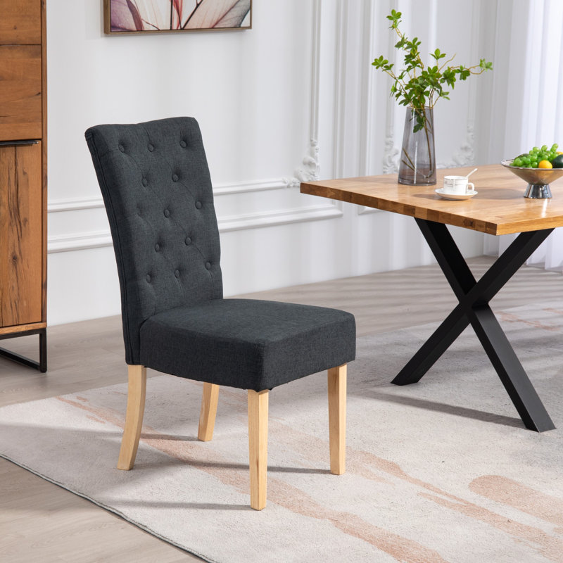 Ainaro 47cm H Fabric Upholstered Wing Back Parsons Chair, Black