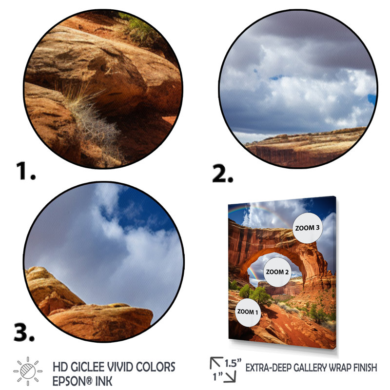 Beige canyon arc-en-ciel - imprimé, H 20 po x l 12 po x P 1 po, Cadre flottant noir