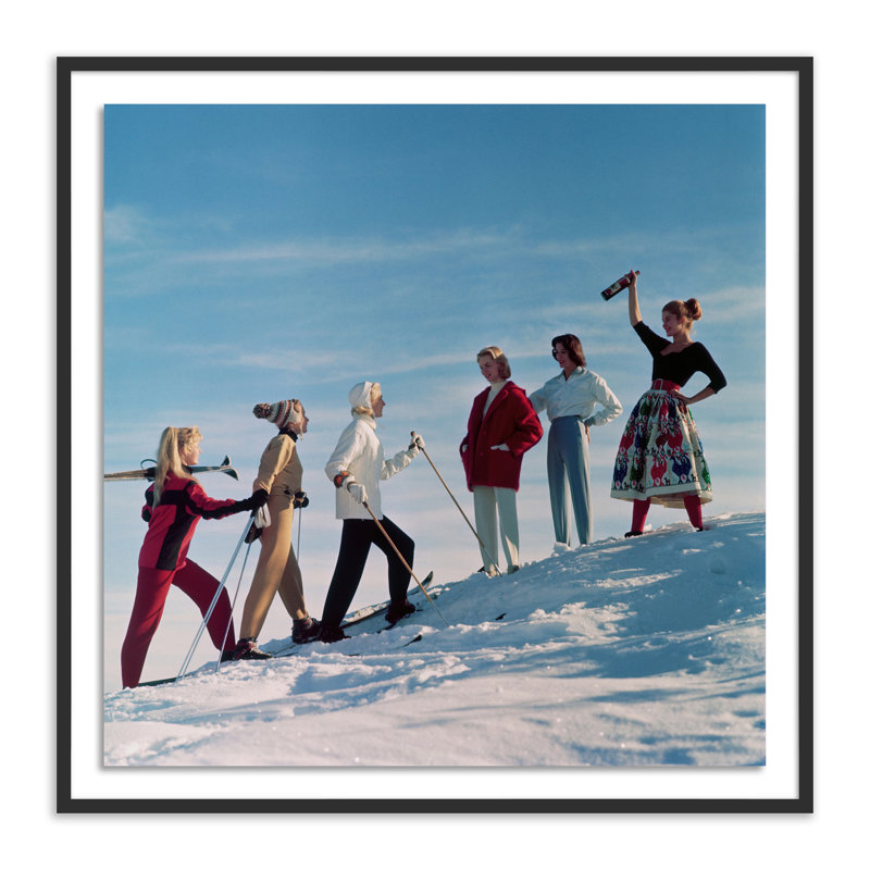 Skiing Party Print by Getty Images, Black Maple Framed, 40" H x 40" W