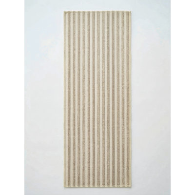 Natural Beige Sandbar Stripe Indoor Outdoor Table Runner 14x72