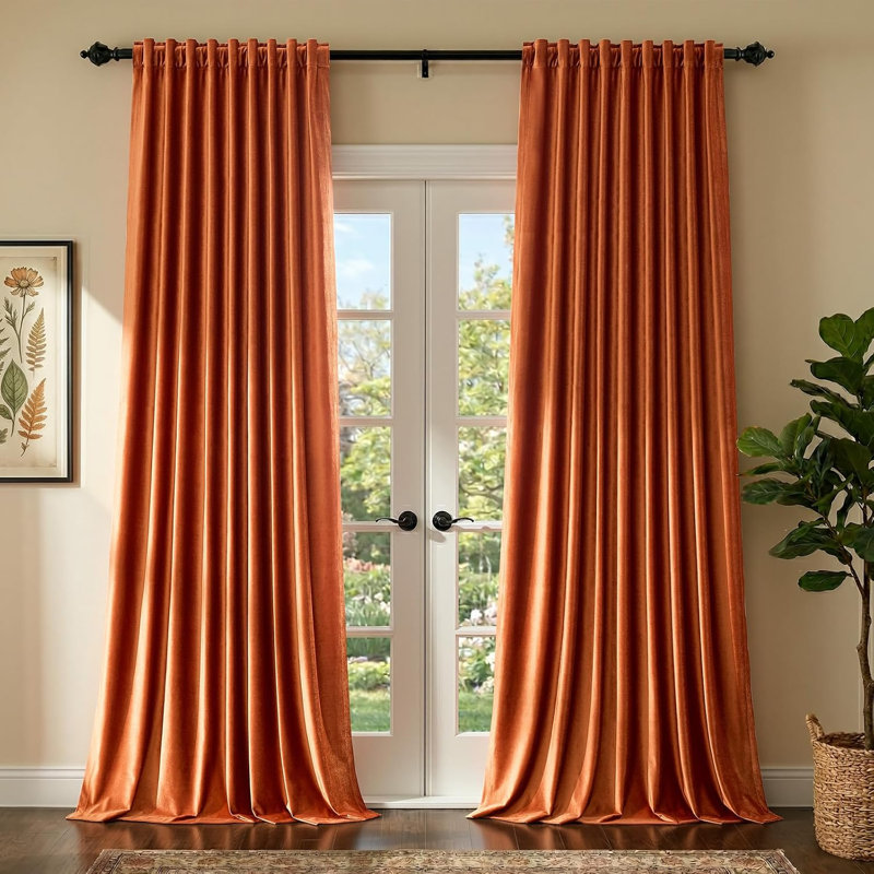 Rideaux isolants et isolants en velours de luxe. Pièce obscurcissant 75% à 95% avec passe-tringle à onglets pour salon (ensemble de 2)