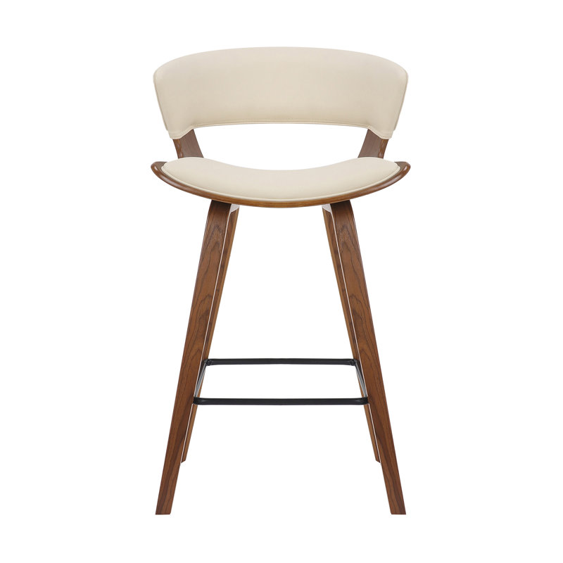 Chaise de bar à hauteur de comptoir en fer 37 po avec repose-pieds, Crème/brun