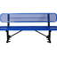 6 pi Banc d'extérieur en acier avec bleu - Métal solide et perforé et thermolaqué pour les terrasses et les jardins, finition durable