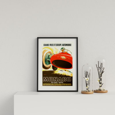 Retro Motor Racing Monaco GP 1955 by Vouvart - Single Picture Frame Print