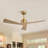 52 Inch 3-Blade Gold Ceiling Fan, No Light, 6-Speed with Wood Grain Blades