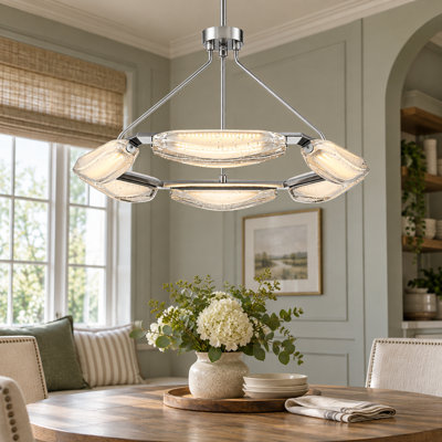 Lustre moderne en verre bullé DEL de 32,5 po