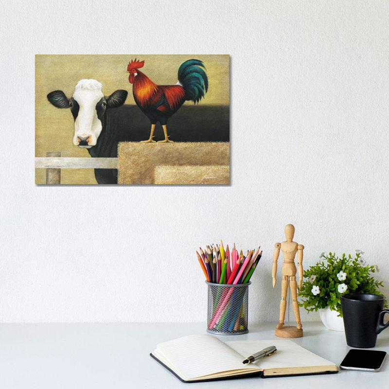 Barnyard Cow 1 Piece Wrapped Canvas Painting, 20.32 cm H x 30.48 cm W