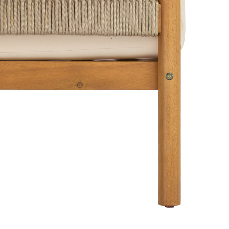 Ensemble de 2 chaises longues de patio modernes, corde en bois d'acacia pour la maison extérieure