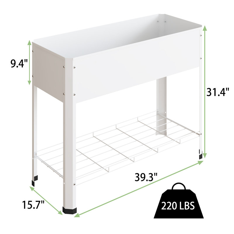 Assiya Metal Elevated Planter, White