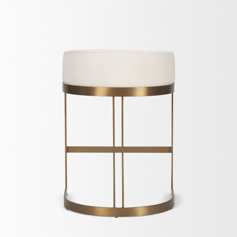 Tabouret de bar et de comptoir Bradley, Tabouret de comptoir (assise de 24,75 po de hauteu, Laiton, Ivoire-crème