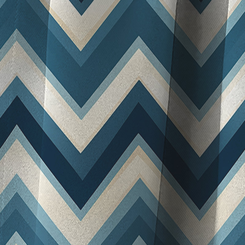 Motif à chevrons bleu et blanc - Rideau occultant - 1 panneau, L 52 po x L 90 po