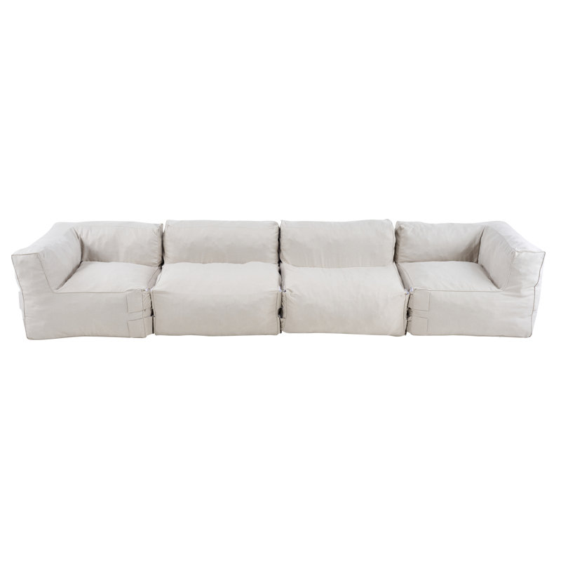 Canapé modulaire d'extérieur en oléfine de style bord de mer 152,8 po Dael, 4, Beige