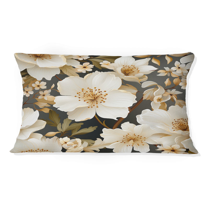 Enchantement de fleur blanche ludique - coussin imprimé floral