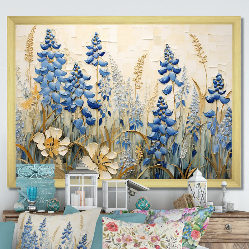 "Blue Bonnets Field Tranquility I", reproduction d'art sur toile, H 12 po x l 20 po x P 1 po, Or