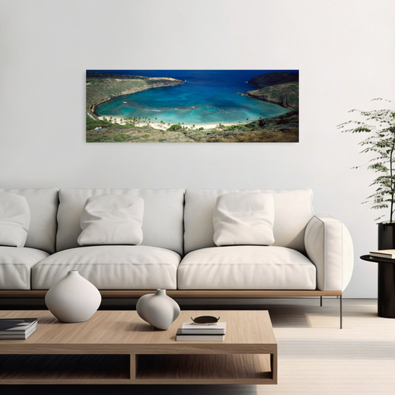 High Angle View Of A Coast Hanauma Bay Oahu Honolulu County Hawaii USA by Douglas Peebles - Wrapped Canvas Panoramic Print