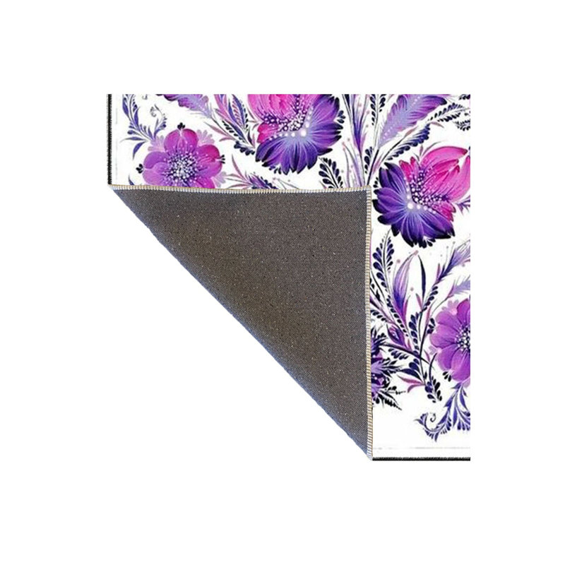 Tapis décoratif moderne bleu et mauve lavable à la machine, Rectangle 3 pi 11 po x 5 pi 11 po