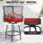 Outdoor 3pcs Metal Swivel Bar Set With Umbrella Hole And Padded Cushions 