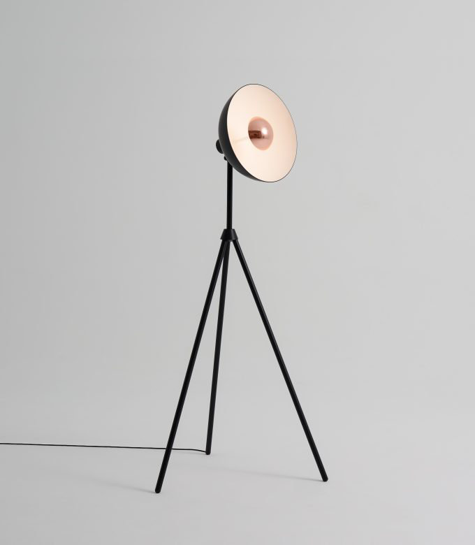 Lampe de plancher APOLLO, Noir / bois noir