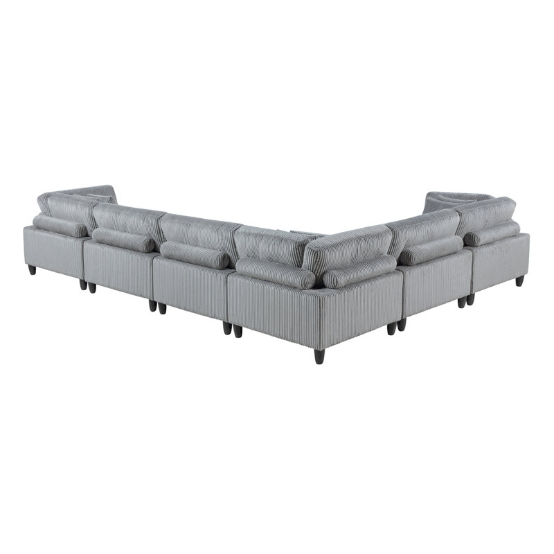Ensemble modulaire 6 pièces 6 pièces Modular Velours côtelé gris 3X Fauteuils