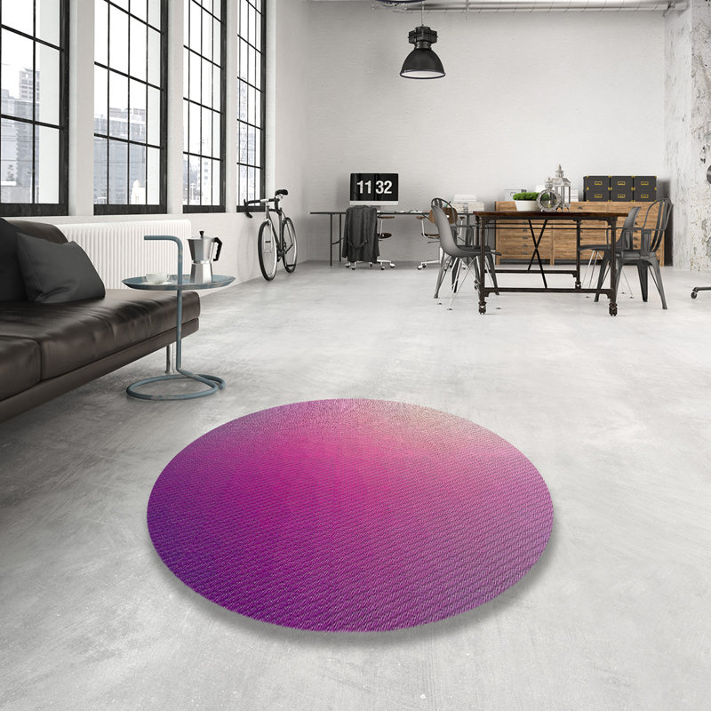 Tapis rose à motifs/mauves de zone, Rond 6 pi