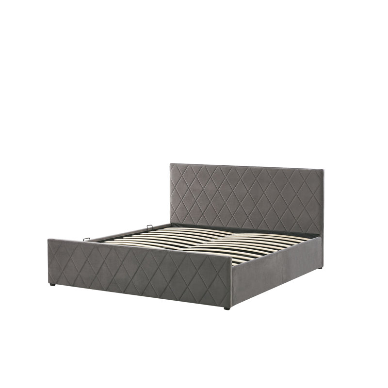 Skien Upholstered Bed, European Double (140 x 200cm), Grey
